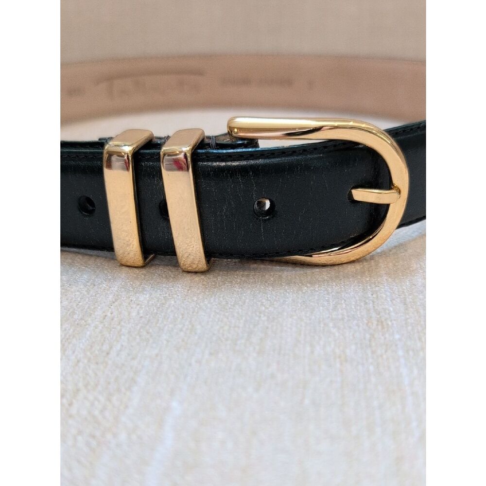 Talbot's Dark Green Leather Belt with Solid Brass Buckle Size S - Picture 9 of 11
